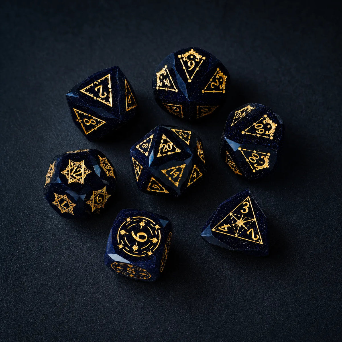 Celestial Blue Sandstone Glass DND Dice Set