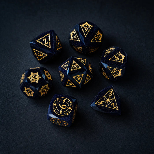 Celestial Blue Sandstone Glass DND Dice Set