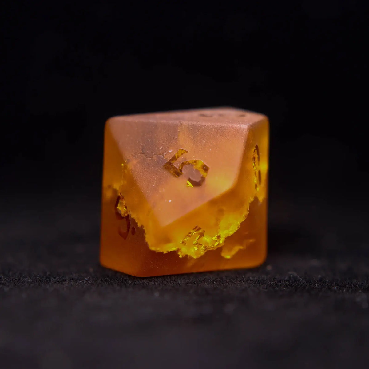 Cool dnd dice sets with amber orange sparkle gemstone finish