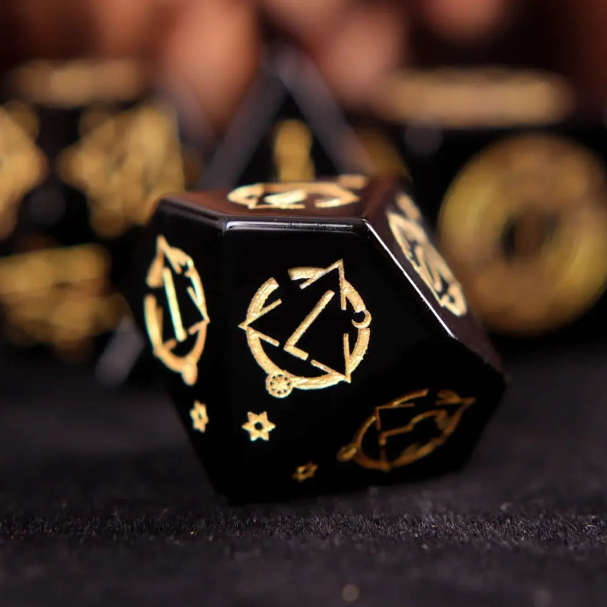 Single hand-carved black Obsidian D% percentile dice, perfect for DND gameplay and collector sets