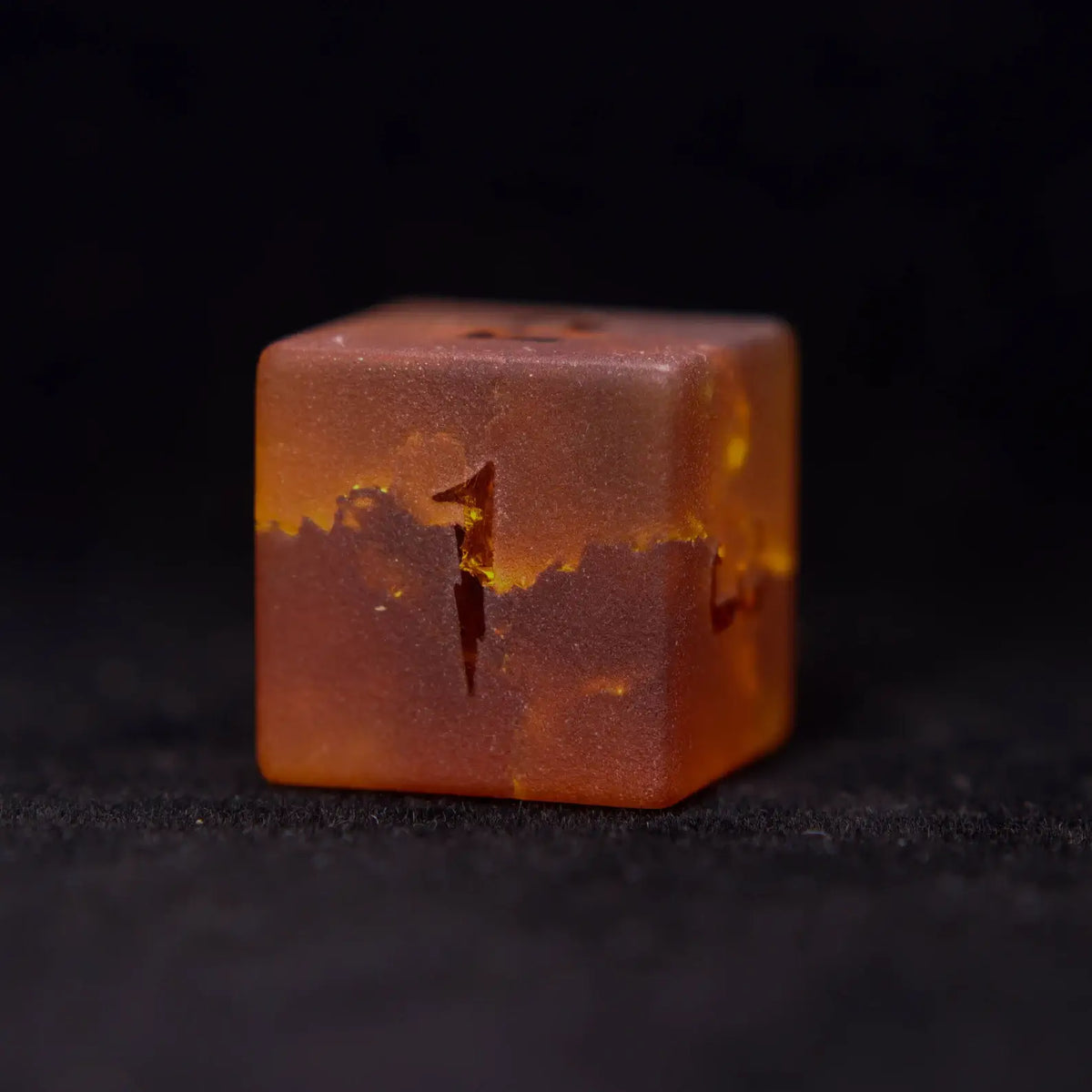 Handcrafted Dungeons and Dragons gemstone dice set in vibrant orange
