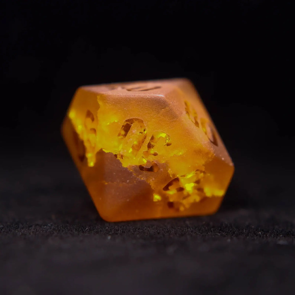 Sharp Edge D&D Dice Set handcrafted from orange crystal gemstone