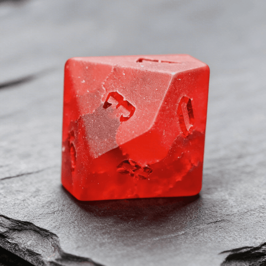 Sharp Edge D&D Dice Set handcrafted from red gemstone