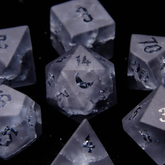 Artistic display of the entire URdice Thunder Vein collection, proving why it's considered among the best dnd dice sets.