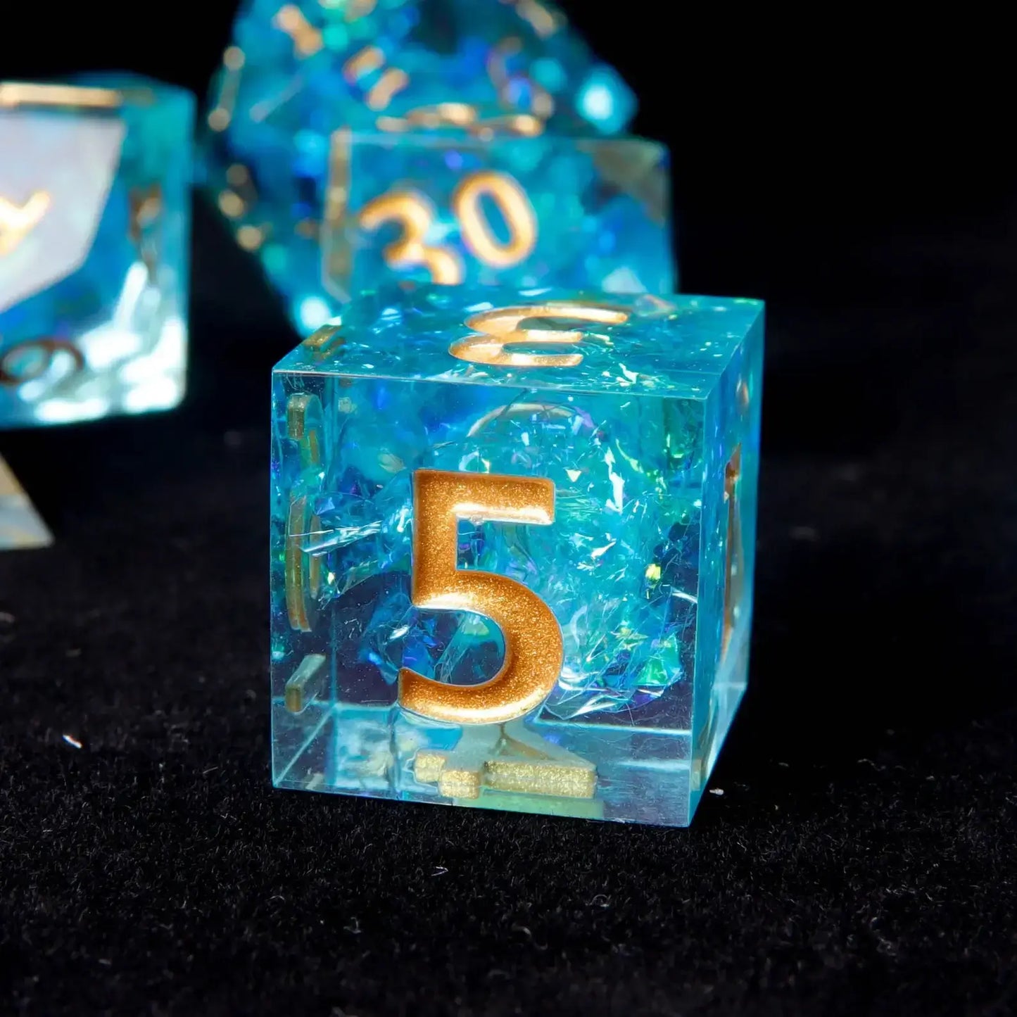 A sleek Blue Lightning D6 die with dynamic blue lightning effects, offering a flawless and energetic roll every time.