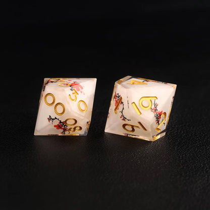 D% die from the Botanical Floral D&D Dice Set, featuring intricate floral designs that bring nature’s magic to your rolls.