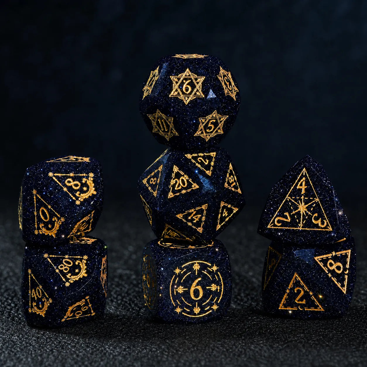 Celestial Blue Sandstone Glass DND Dice Set