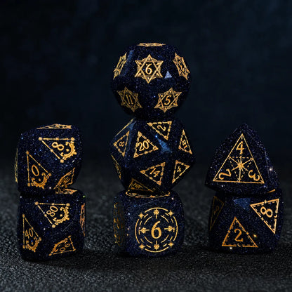 Celestial Blue Sandstone Glass DND Dice Set