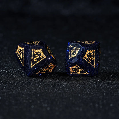 Celestial Blue Sandstone Glass DND Dice Set