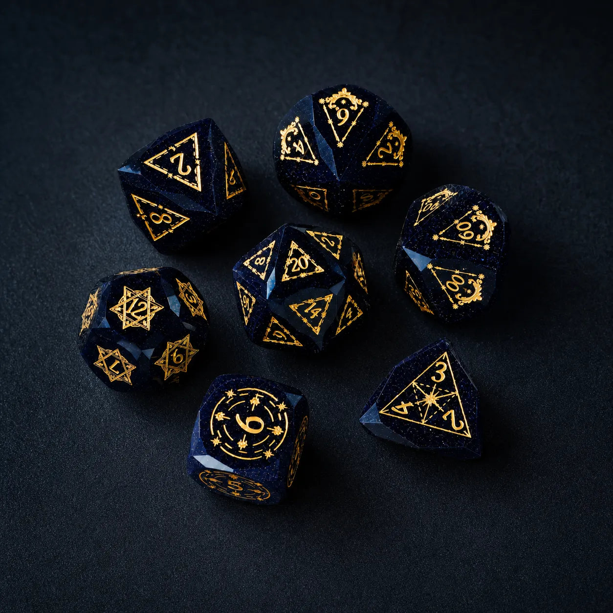 Celestial Blue Sandstone Glass DND Dice Set