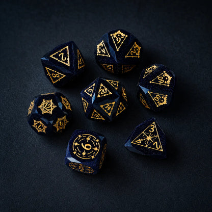 Celestial Blue Sandstone Glass DND Dice Set