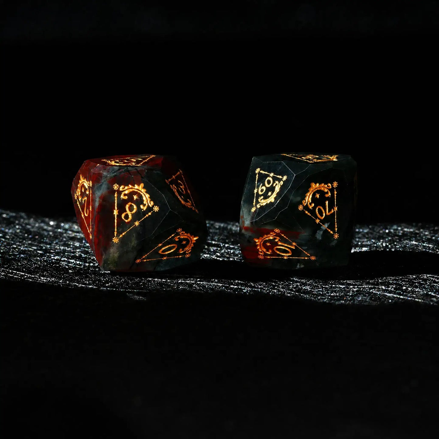 Celestial Bloodstone Gemstone Dice Set