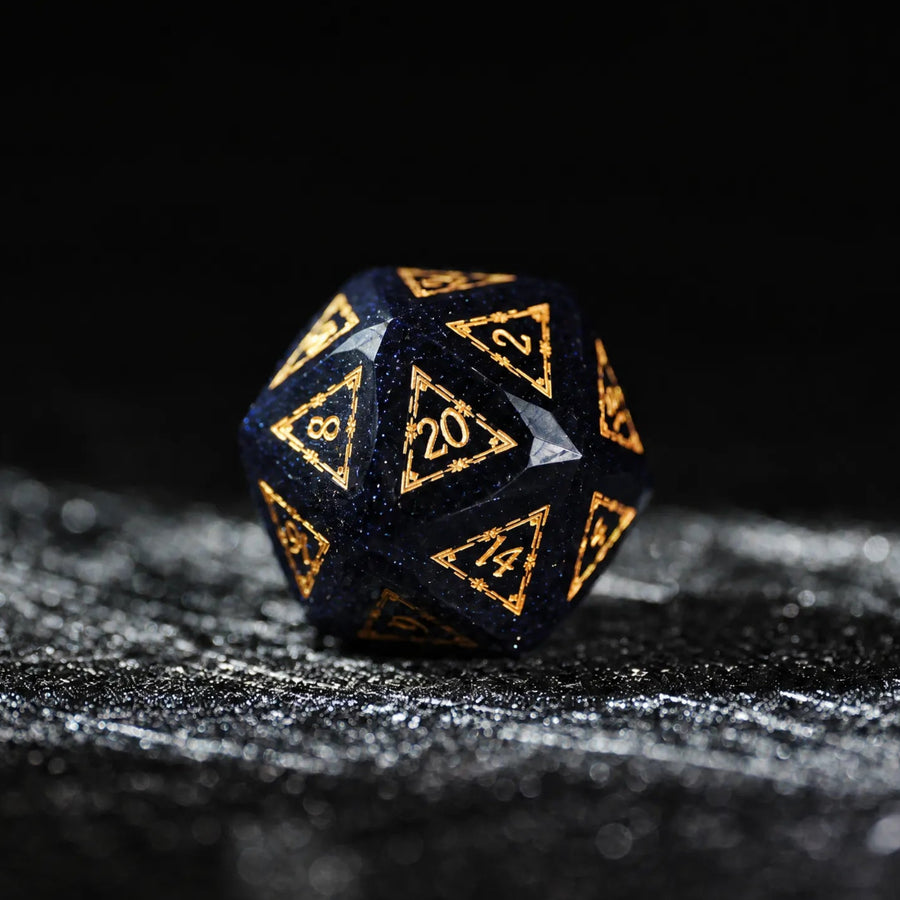 Celestial Blue Sandstone Glass DND Dice Set