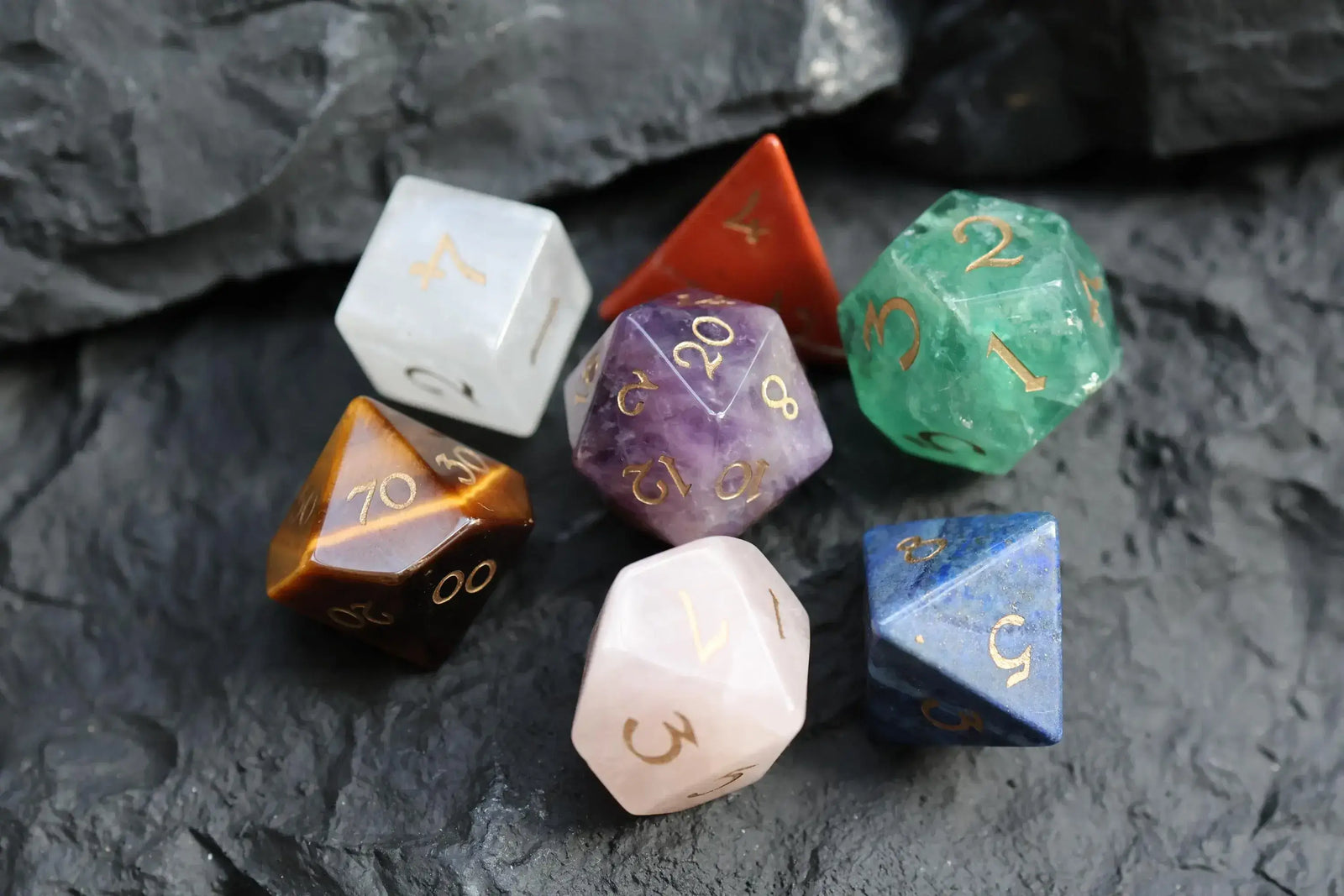 Natural Seven Gemstones DND Dice Set