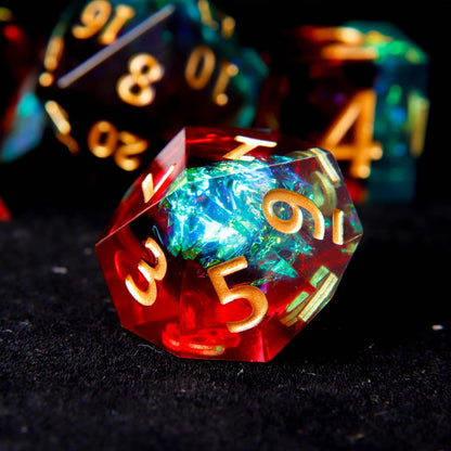 The standard D10 die (0-9) with precise engraved and inked numerals, ensuring clear rolls during gameplay.