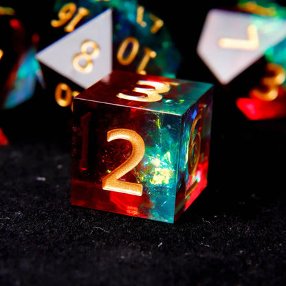 A single D6 die showing crisp, engraved pips on each face. Part of the premium engraved resin dice collection.