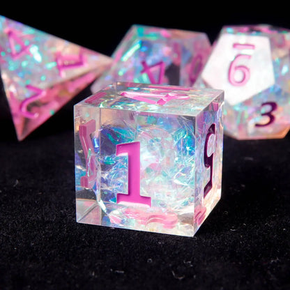 URdice pink purple resin D6 dice, smooth rolling tabletop dice for DND and role playing games