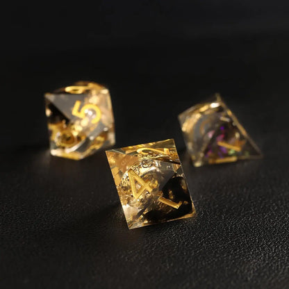 Black Brass Ring D8 resin dice, smooth and balanced for DND