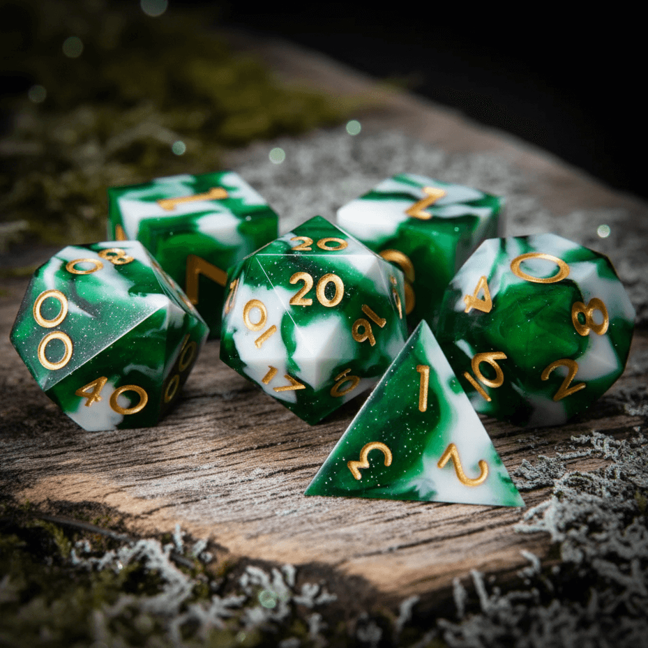 green-snow-moss-dnd-resin-dice-set-full-collection
