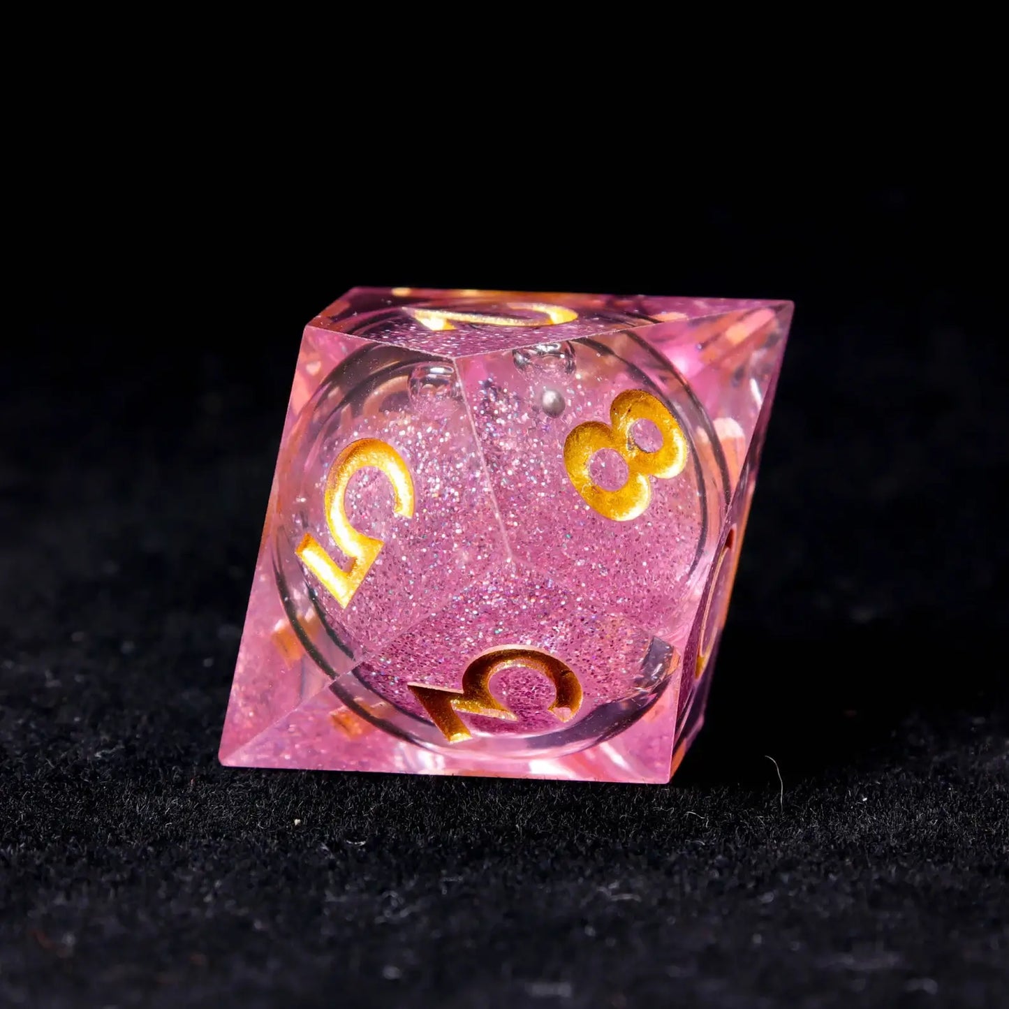 Pink Starry Liquid Core dice set in a luxury collection box, making it a perfect gift for D&D enthusiasts.