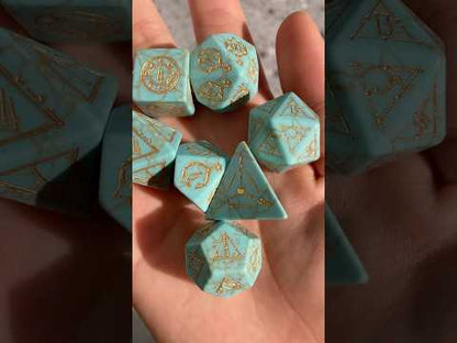 URDICE D&D Turquoise Engraved Dice Set